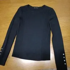 GU　リブ編み ブラック 長袖 トップス M