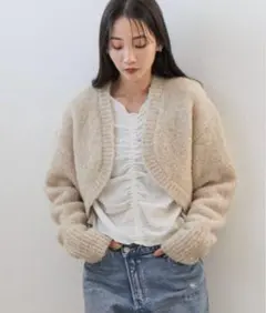 ローリーズファーム ショート ボレロ ＬＳ カーディガン 羽織 ベージュ 長袖