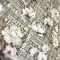海外マスキングテープ 切り売り PET コラージュ 花 ボタニカル 白 英字