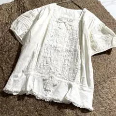 入手困難✨ ピンクハウス ピコ加工 半袖シャツ レース生地 ブラウス 白色