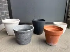 大きいサイズプラ鉢 4個セット 中古 プラスチック 植木鉢 丸型 - メルカリ