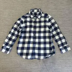 UNIQLO ユニクロ 長袖 ネルシャツ 110 ネイビーホワイト チェック柄