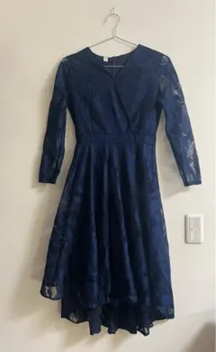 【これ一つでコーデ完成】アシンメトリーレースドレス+パンプス+ネックレスセット