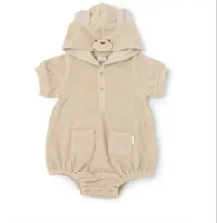 プティマイン くまフードつきロンパース