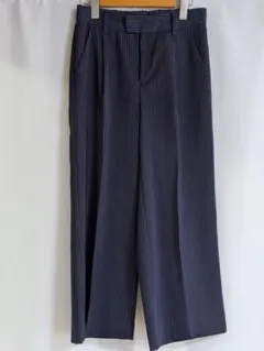 ネイビー ストライプ ワイドスラックス