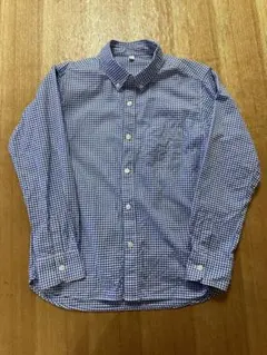青と白のチェック柄 長袖シャツ 150サイズ