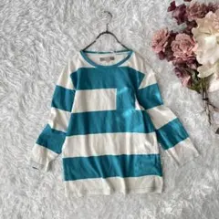 A DAY IN THE LIFE 太ボーダー 胸ポケット ロングTシャツ M