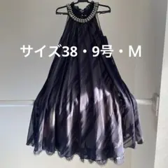 ネイビー パーティードレス ビジュー付き