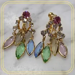 イヤリング ラインストーン クリスタル 新品 未使用 カラフル マルチカラー