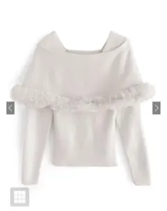 GRL ファー付きケープ風ニットトップス アイボリー【an1344】