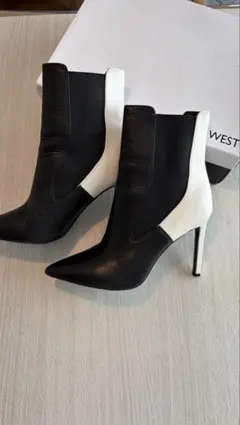 NINE WEST サイドゴアブーツ ブラック/ホワイト　24.5のサムネイル