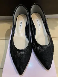 【美品】DIANA ダイアナ レース パンプス フラットシューズ 22cm