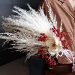 ココフラワー＆赤い実の和装ブーケ◻︎ドライフラワー×造花◻︎ウェディングブーケ