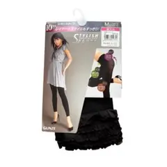 レギンス　スタイリッシュパンツ　　裾フリル　10分丈　M　ブラック　　綿マチ付き