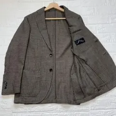 078 未使用タグ付 ロンナー ヘリンボーン くるみボタン ジャケット 茶 L 078 未使用タグ付 ロンナー ヘリンボーン くるみボタン ジャケット 茶