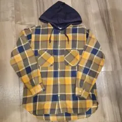 GU フード付きチェック柄シャツ Mサイズ