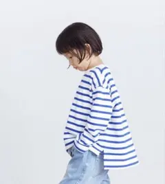 LOWRYS FARM USAボーダーロングスリーブ ブルー/ 150cm