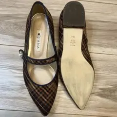 日本製　DIANA チェック柄 パンプス 21.5cm ストラップ付