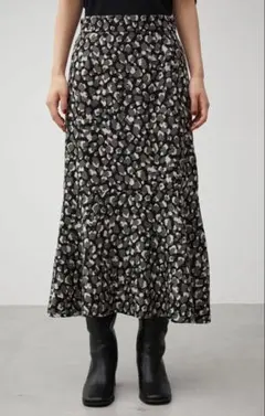 AZUL by moussy レオパード柄フレアロングスカート