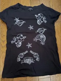 DENNY ROSE 半袖Tシャツ ブラック タトゥー柄 Sサイズのサムネイル