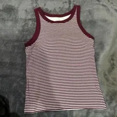 赤と白ストライプ ノースリーブ ブラトップ M
