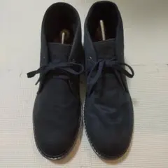 27.0cm ノーブランド？ スエード風 ショートブーツ 紺色