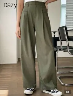 【値下可能】【完売品】オフィスカジュアル カーキ オリーブグリーン ワイドパンツ