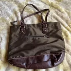 ブラウン トートバッグ ファスナー付き男女兼用