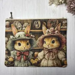 パネル　ミニポーチ　仲良しうさぎ　SALE♡
