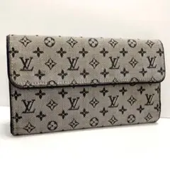 ルイヴィトン 長財布 モノグラムミニ ポルトトレゾール 革 M92242 ブルー