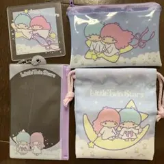 リトルツインスターズ　キキララ　4点セット コースター＋ポーチ＋ケース＋プチ巾着
