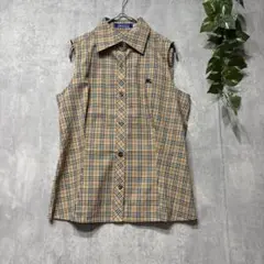 バーバリーブルーレーベル ノバチェック ノースリーブシャツ ホース刺繍 y2k