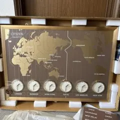 シチズンクオーツ　世界時計　掛け時計　大型　GOLDのサムネイル