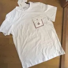 モンクレール　Tシャツ　白　刺繍　胸ポケット　L