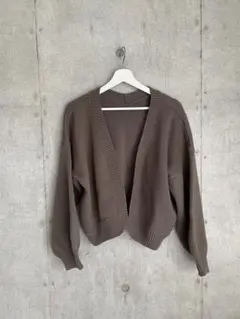 STUDIOUS ショート丈　ニットカーディガン ブラウンのサムネイル
