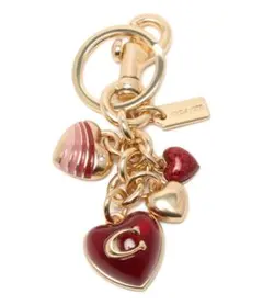 COACH コーチ ハート バッグ チャーム キーリング ゴールド レッド