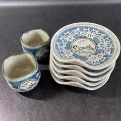 伊万里焼梅散酒器揃 徳利 お猪口 （太郎左右エ門 手書き 貫入） 徳利 お猪口 セット 和食器 酒器 日本酒 熱燗 とっくり おちょこ 業務