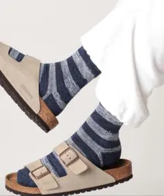 【新品3足セット】　ローゲージパイルMIXボーダー メンズソックス