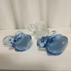 ガラス　うさぎ 置物　3個まとめて