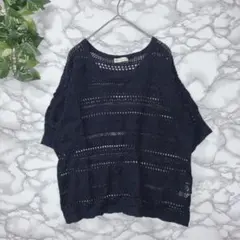 earth music&ecology ネイビー 半袖ニット F