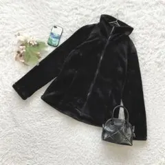 ✨即日発送✨ フリースジャケット ジップアップ もふもふ 黒 M 防寒 冬用