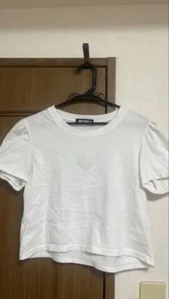 マリークワント MARY QUANTホワイト パフスリーブ クロップドTシャツ