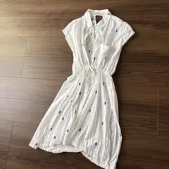 ZARA パイナップル刺繍 ノースリーブシャツワンピのサムネイル