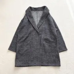 エウルキューブ　チェック柄テーラードコート　17号　4L 大きいサイズ　グレー