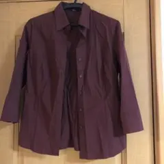 ASCOT 赤茶色 ボタン付き五分丈シャツ　11号