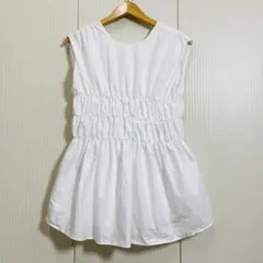 美品 emmi atelier エミ エミアトリエ ギャザーノースリーブブラウス