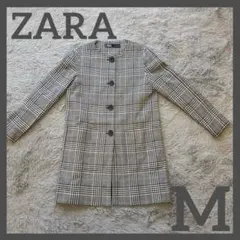 ZARA 千鳥柄　ノーカラー　ジャケット　レディース　コート