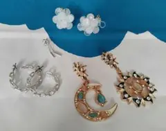 ピアスセット シルバー ゴールド 花型 月と太陽