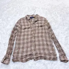 25ss ポロラルフローレン 裾ポニー刺繍 リネン100% チェックシャツ