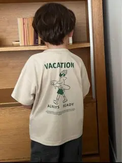 プリントTシャツ　スケーター　ベージュ　7Y 韓国こども服